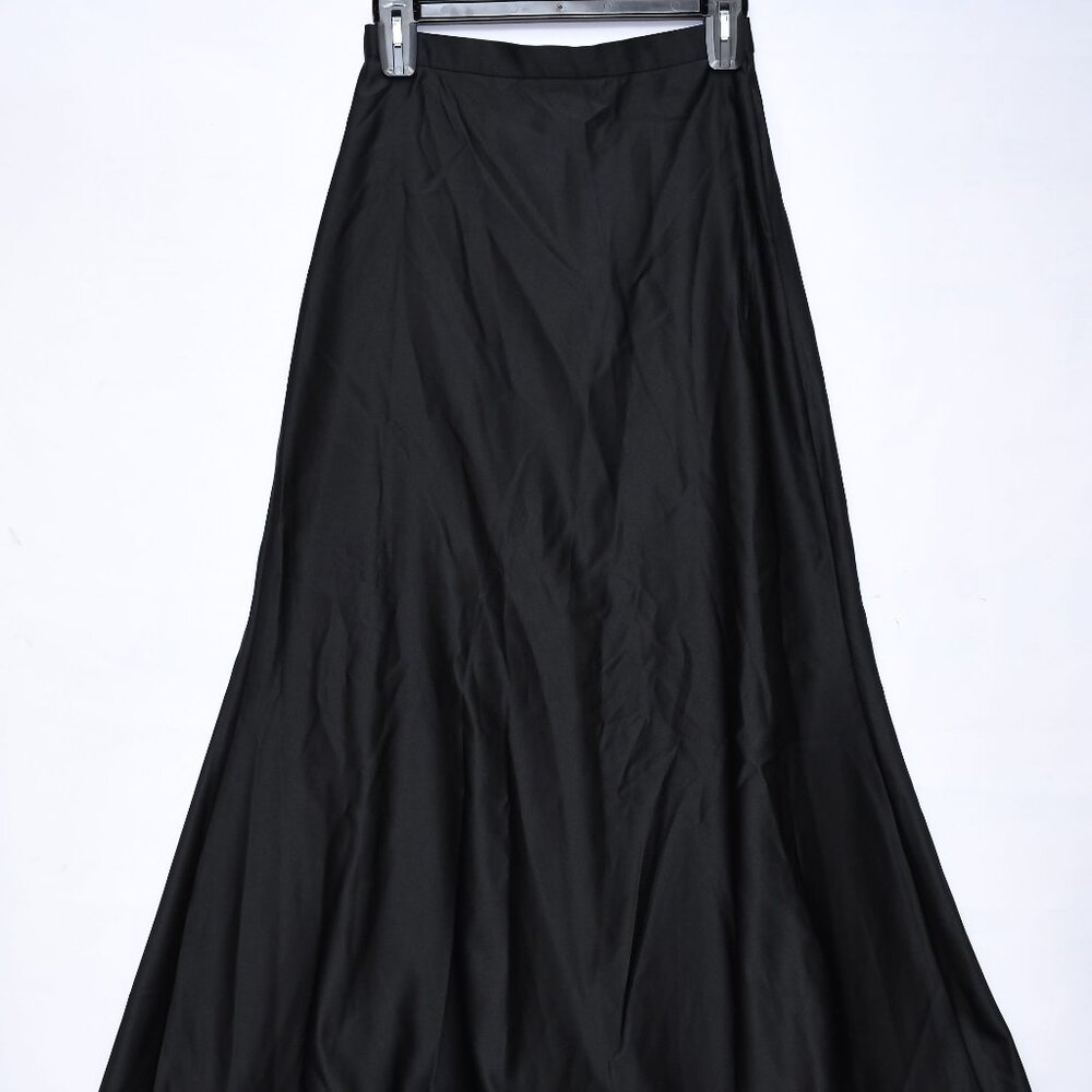 Tadashi Shoji Full Length Black Evening Skirt Train Size US 12 satin maxi formal